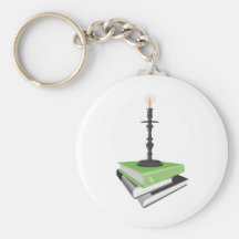 Candlestick holder on books keychain