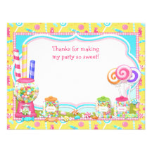 Candy Birthday Party Thank You Card Invite