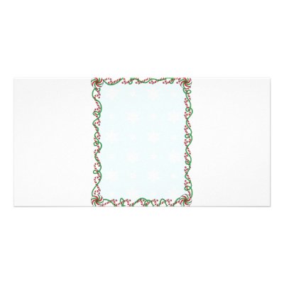 Candy Cane Border Photo Greeting Card by mariabellimages