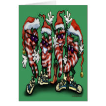 Candy Cane Christmas Peppers Greeting Cards