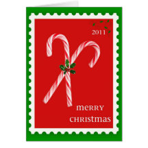 Candy Cane Christmas Stamp Greeting Card