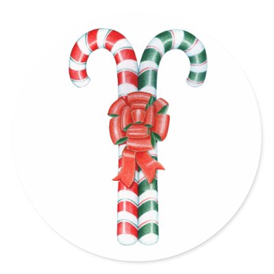 Candy Cane Duo Round Sticker by floatinglemons