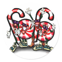 Candy Cane Gang Round Stickers