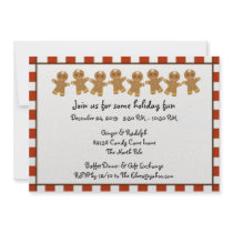 Candy Cane Gingerbread Holiday Party Invitations