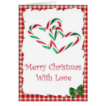 Candy Cane Hearts Card