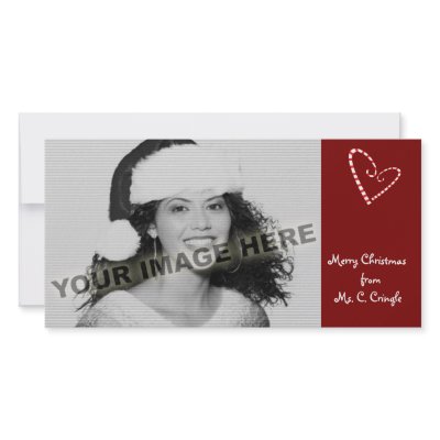 Candy Cane Hearts Customizable Photo Card by koncepts
