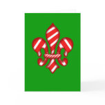 Candy Cane Holiday Fleur de lis Greeting Card