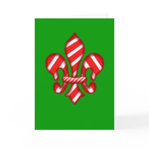 Candy Cane Holiday Fleur de lis Greeting Card