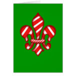 Candy Cane Holiday Fleur de lis Greeting Card