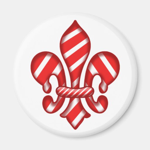 Candy Cane Holiday Fleur de lis Magnet