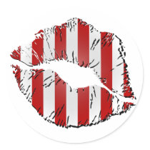 Candy Cane Kisses Round Stickers