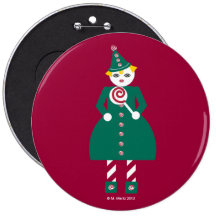 Candy Cane Martzkin Christmas Button