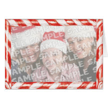Candy Cane Photo Frame Christmas Portrait Greeting Cards