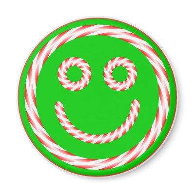 Candy Cane Smiley Face Magnet by AuntBetsy