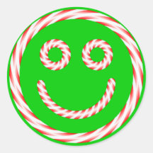 Candy Cane Smiley Face Sticker