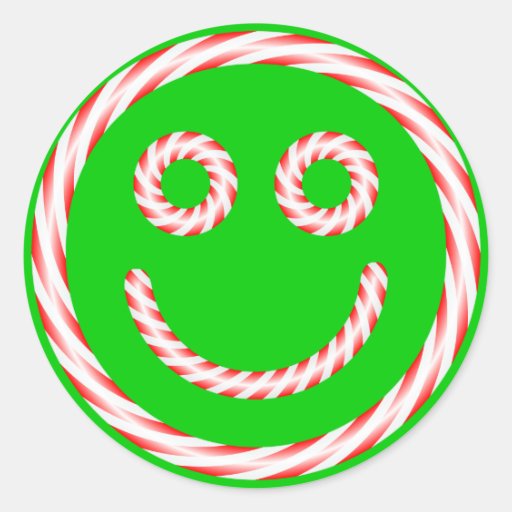 Candy Cane Smiley Face Sticker