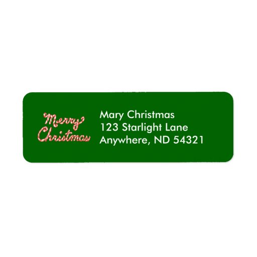 Candy Cane Striped Merry Christmas Return Address Label