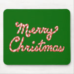 Candy Cane Striped Merry Christmas Mousepad