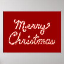 Candy Cane Striped Merry Christmas Poster