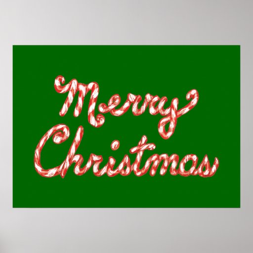 Candy Cane Striped Merry Christmas Poster