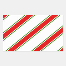 Candy cane striped pattern rectangular sticker