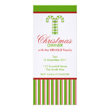 Candy Canes green Christmas Dinner Invitation