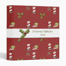 Candy Canes Holly Christmas Recipe Album 3 Ring Binder