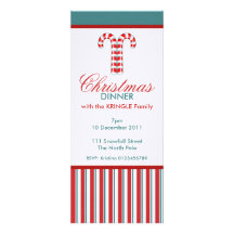 Candy Canes red Christmas Dinner Invitation