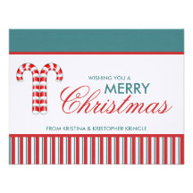 Candy Canes red flat Christmas Card Invite