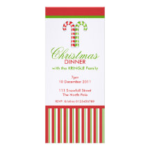 Candy Canes red green Christmas Dinner Invitation