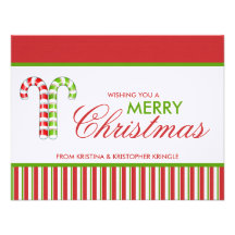 Candy Canes red green flat Christmas Card Custom Announcements