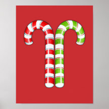 Candy Canes red green Poster