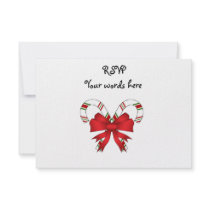 Candy canes with red ribbon custom invites