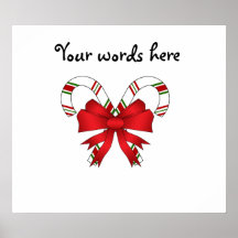 Candy canes with red ribbon poster