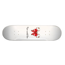 Candy canes with red ribbon skate deck