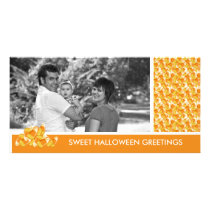 Candy Corn Halloween Greetings Personalized Photo Card