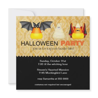 Candy Corn in Costume Halloween Party Invitation by mousearte