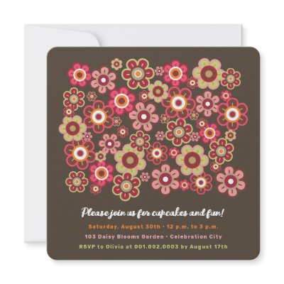 Candy Daisies Bloom Kids Birthday Photo Invitation by fatfatin_design