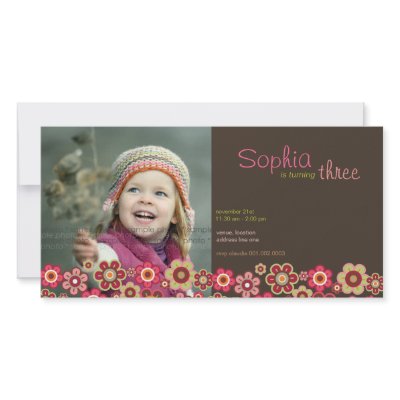 Candy Daisies Pattern Birthday Invite Photo Card by fatfatin_design