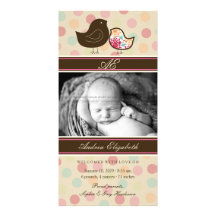 Candy Damask Chicks Birth Announcement Photo Card