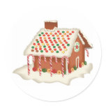 Candy Gingerbread Cottage Round Sticker