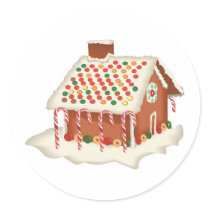 Candy Gingerbread Cottage Round Sticker