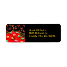 Candy & Glitter Valentine Hearts Golden Swirls Labels