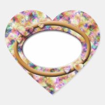 Candy Hearts #3 (Gold Ribbon) Heart Stickers