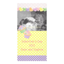 Candy Hearts Cupcakes Photo Card Template