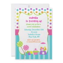 Candy land sweet shoppe birthday invitations