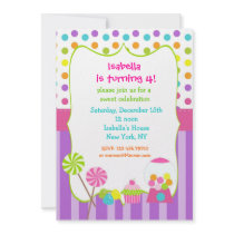 Candy land sweet shoppe birthday invitations