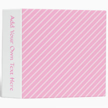 Candy Pink Diagonal Striped Pattern. Binder