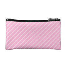 Candy Pink Diagonal Striped Pattern. Makeup Bag