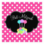 Candy Pink Polka Dot Bat Mitzvah Invitations